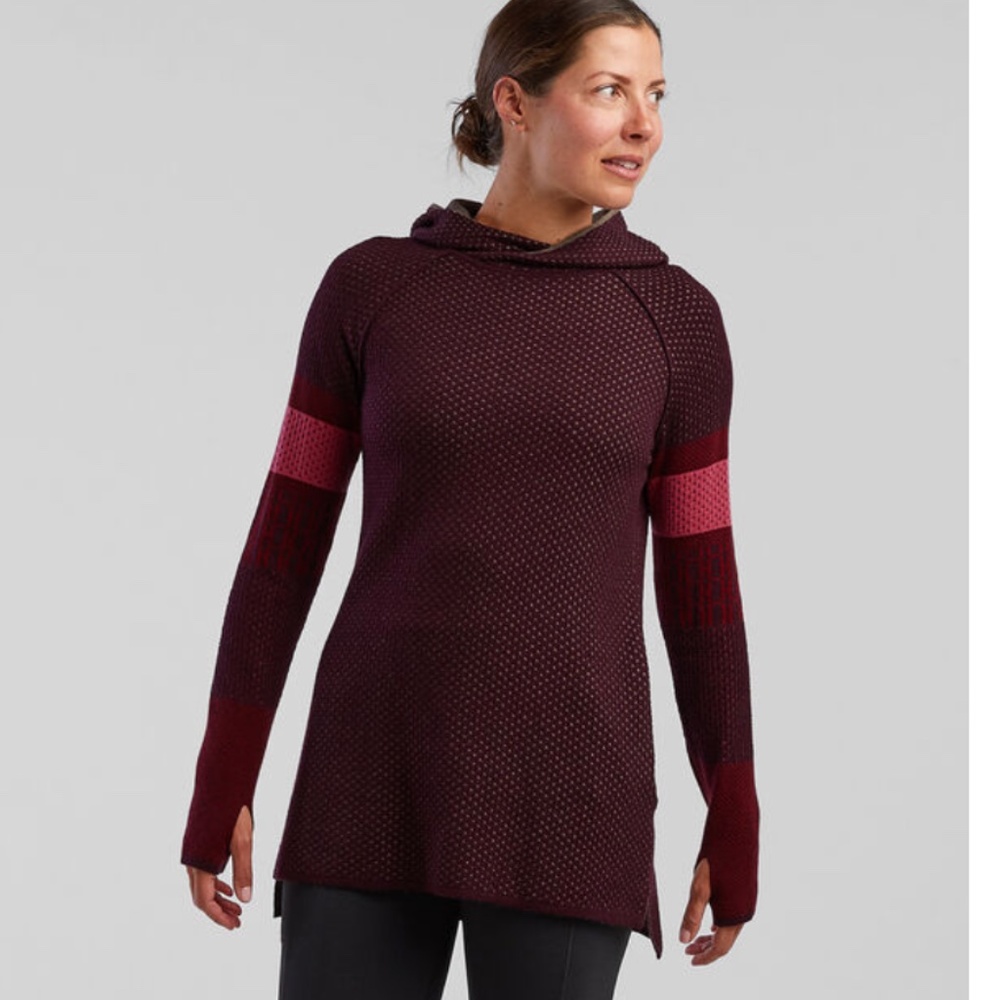 Krimson Klover Title Nine Women's Merino Wool Hoodie Sweater- Red - XL (US 16)